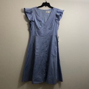 Chambray Eliza j flutter sleeve dress